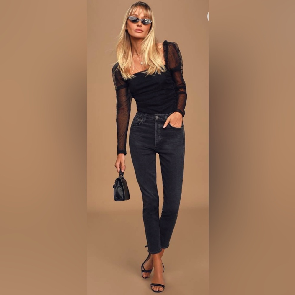 Agolde Nico Black Wash High Rise Women’s Jeans Size 28 Grunge Retro Classic
